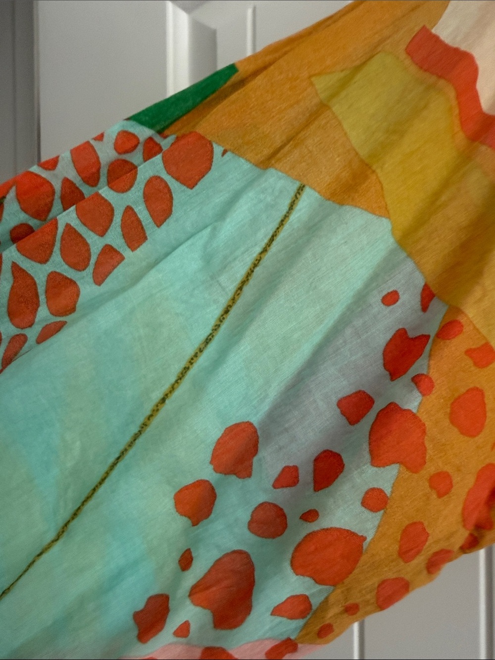 Colorful Abstract Print Peasant Blouse - Multi - Picture 2 of 3